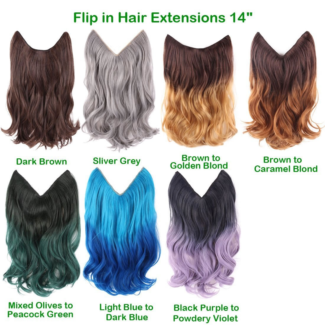 Light Blue To Dark Blue Ombre Color 14 Flip In Hair Extensions