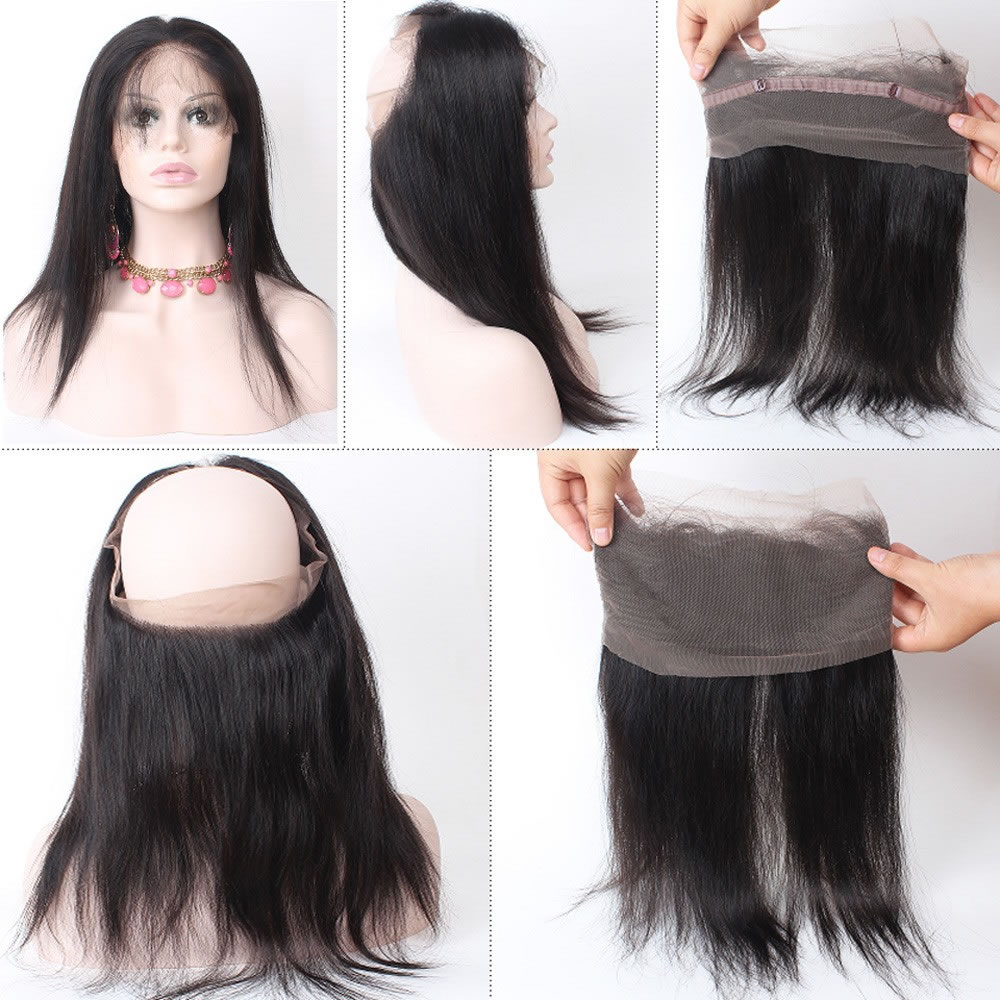 Grade 10a Virgin Brazilian Straight Hair 360 Lace Frontal Band