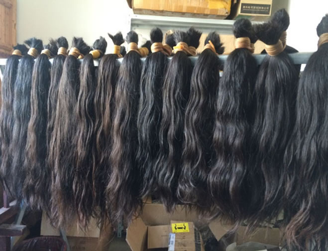 100% Unprocessed No Washed Brazilian Raw Hair Bulk Material 15 Inch To 24 Inch Natural Black 1kg ...