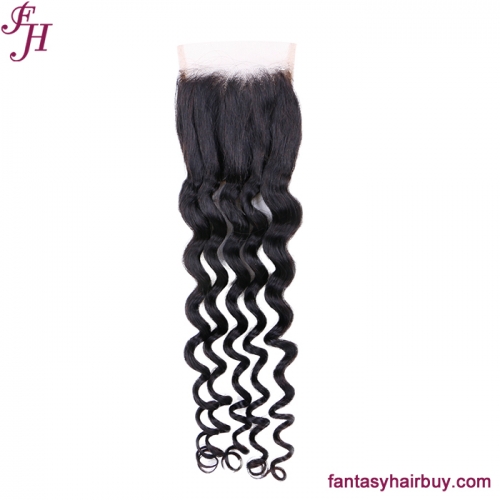 FH Wholesale Loose Deep Indian Hair 4x4 Transparent Lace Closure