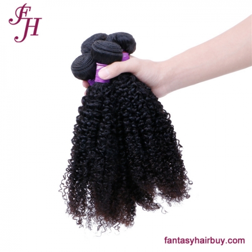 FH Natural Black Virgin Brazilian Hair 3 bundles Kinky Curly Hair Weave