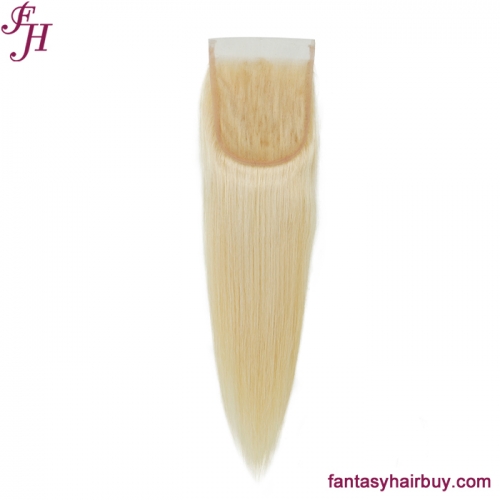 FH 613 blonde straight brazilian hair blonde 5x5 hd lace closure