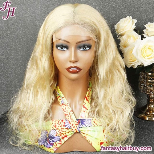 FH 4x4 Transparent Lace Closure Blonde 613 Body Wave Brazilian Virgin Human Hair Lace Wig