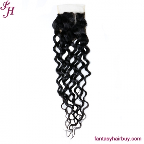 FH Peruvian Human Hair Water Wave 4x4 Lace Closure Transparent Lace