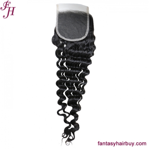 FH Top Sale Pre Plucked Deep Wave Swiss Lace Closure 4×4 Lace Closure