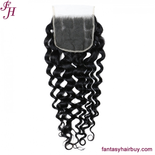 FH Curly Peruvian Hair Swiss Lace Front 5x5 HD Water Wave Lace Closure
