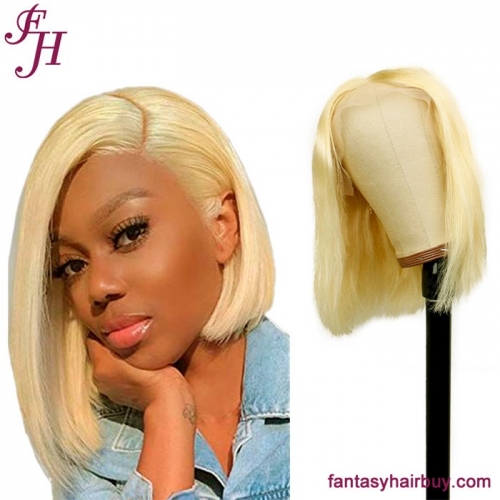FH factory wholesale 13×4 short blonde transparent lace frontal wig