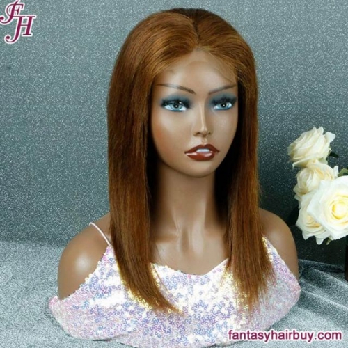 FH transparent lace closure dye color straight middle human hair wig