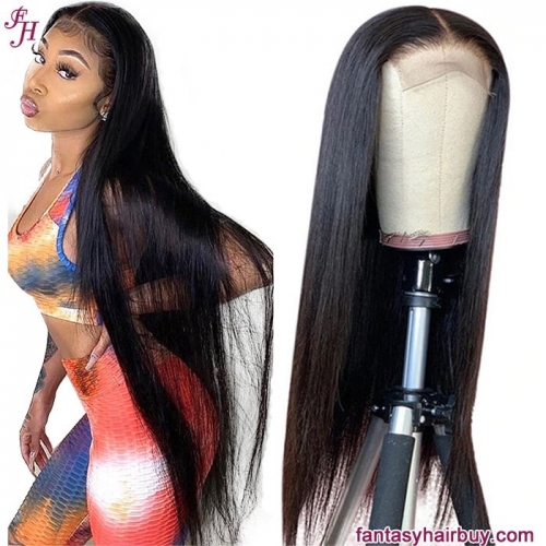 FH 4×4 transparent lace straight human hair wig
