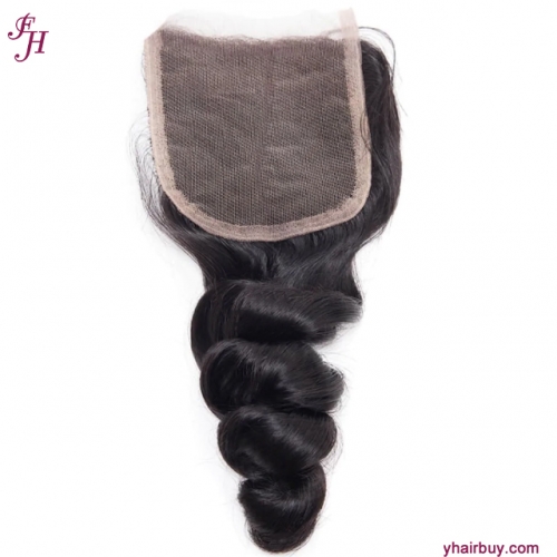 FH Virgin Brazilian Human Hair Loose Wave 5x5 Transparent Lace Closure