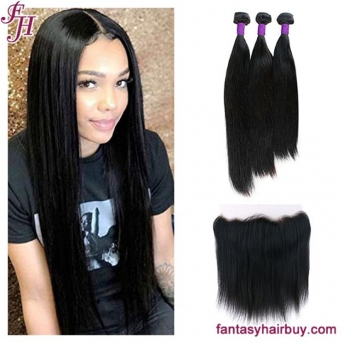 FH factory wholesale straight hair weave bundle with frontal