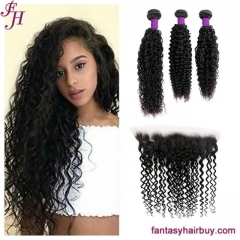 FH wholesale price deep curly hair bundle with frontal