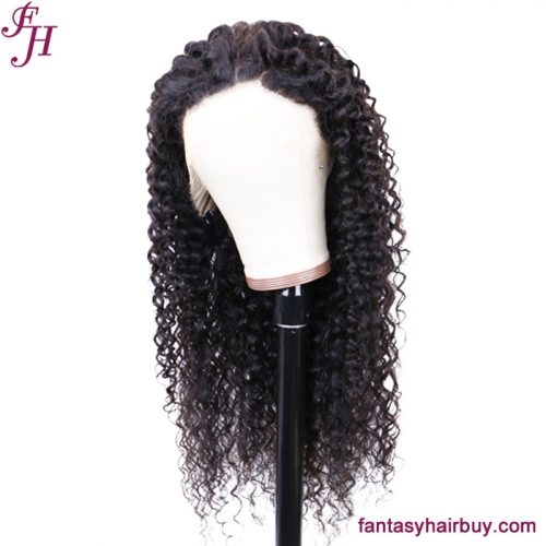 FH 13x4 Transparent Lace Deep Curly Brazilian Human Hair Wig
